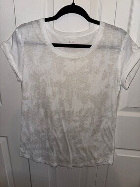 a.n.a White Short Sleeve Crewneck Tee with Subtle Silver Print (CL)